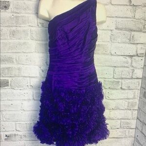 Chic One-Shoulder Purple Midi Dress